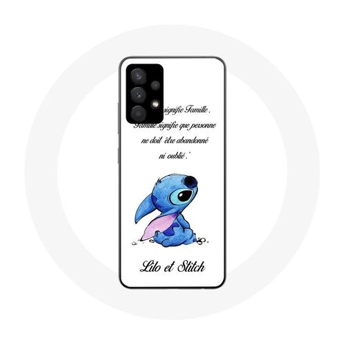 Coque Pour Samsung Galaxy A32 Lilo Et Stitch Ohana Citation Blanc