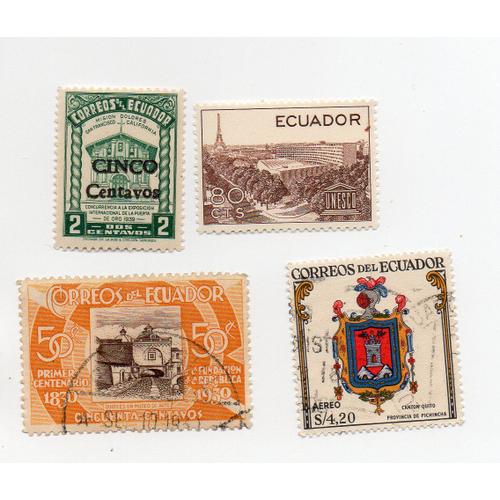 Equateur- Lot De 2 Timbres Neufs Et 2 Timbres Oblitérés- Divers