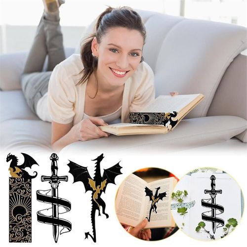 Dragon Bookmarks For Men, Book Accessories For Reading Lovers, Book Marks For Reading Black And Gol