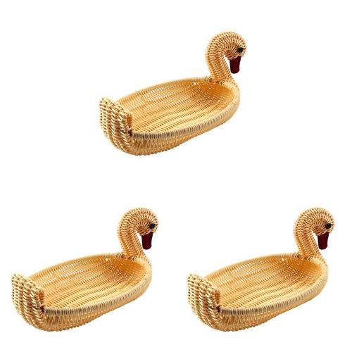 3X Eco-Friendly Woven Basket Storage Basket Imitation Rattan Woven Basket Animal Shape Storage Bask