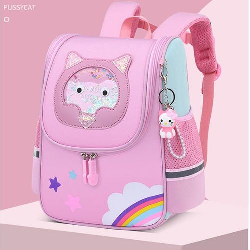 COMETE - Sac à Dos Enfant Fille Chat Rose à paillettes Cartable Scolaire Maternelle en Toile Ultra léger Mini-Sac à Dos animal École pour bébé 2-6 Ans - COMETE CONSOMMABLE