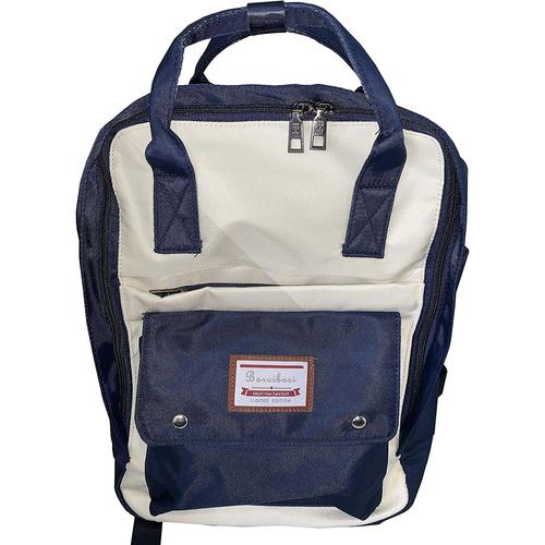 Sac à dos pour enfants, adolescents, adultes BLANC BLEU FONCÉ Léger avec 7 poches - Ultra-résistant, Léger, Déperlant