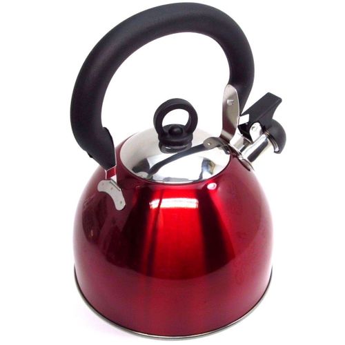 Kabalo 3l Rouge Acier Inoxydable Sifflet Bouilloire Cuisinière Plaque De Cuisson Ustensiles De Cuisine Thé Café Camping
