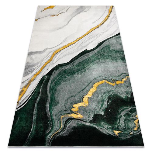 80x150 Cm Tapis Emerald Exclusif 1017 Glamour, Élégant Marbre Bouteille Verte / Or