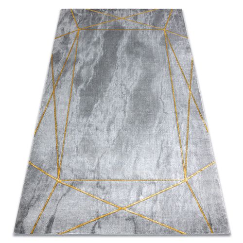 120x170 Cm Tapis Emerald Exclusif 1022 Glamour, Élégant Géométrique, Marbre Gris / Or