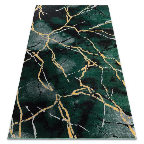 120x170 Cm Tapis Emerald Exclusif 1018 Glamour, Élégant Marbre Bouteille Verte / Or