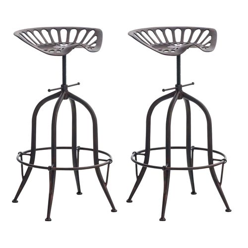 Set De 2 Tabourets De Bar En Métal Industriel Factory Hauteur Réglable Bronze Tdb10050