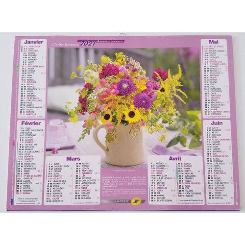 Calendrier La Poste, Almanach Du Facteur 2021 J. Cartier-Bresson Fleurs