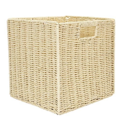 Cube De Rangement Tressé Pliable - 30 X 30 Cm - Beige