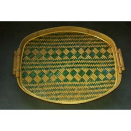 Plateau En Rotin Et Bambou 30 X 40 X 3,5 Cm