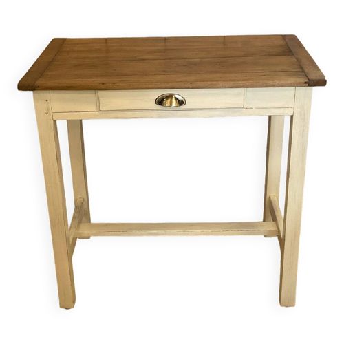 Petit Table Bureau Bois Patin Blanc