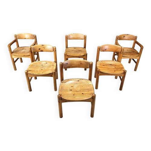 Chaises De Salle  Manger En Bois De Pin Rainer Daumiller Pour Hirtshals Savvaerk  Lot De 6  Annes 1970 Marron