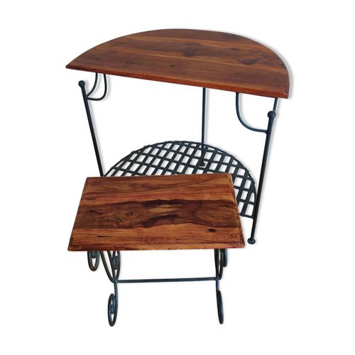 Console Demilune Et Son Tabouret En Palissandre Et Fer Forg Marron