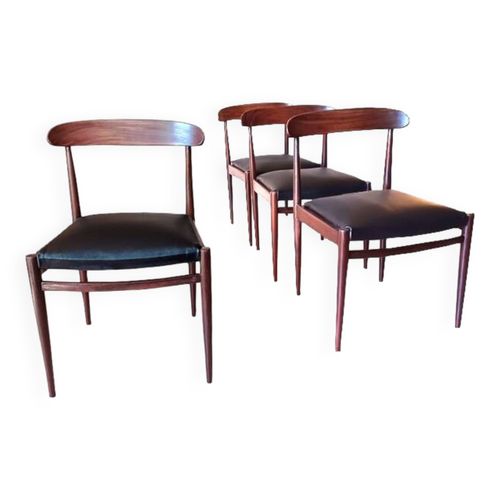 4 Chaises Scandinaves Vintage Design 1960 Teck Bois