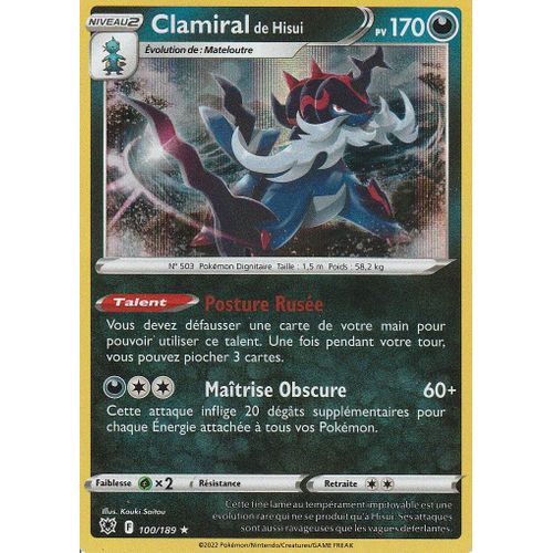 Carte Pokemon - Clamiral De Hisui - 100/189 - Holo-Rare - Eb10 - Astres Radieux -