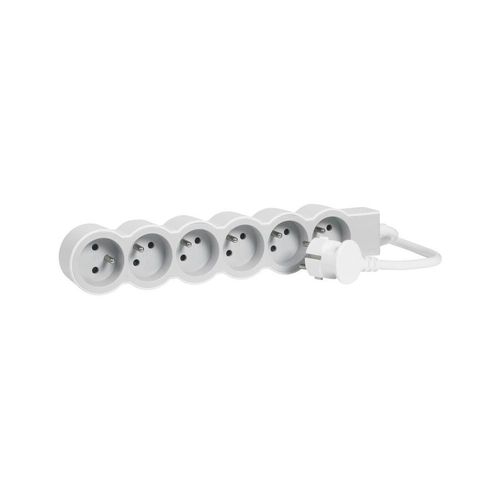 Multiprise 6 prises 2 pôles+terre Legrand blanc et gris 1 5 m