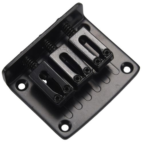 3-String Black Top Loading Hard-Tail Bridge For Cigar Box Guitars & More