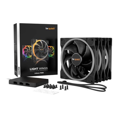 be quiet! Light Wings - Ventilateur châssis - PWM - 140 mm - noir (pack de 3)