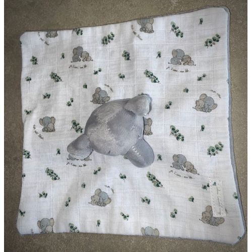 Doudou Elephant Sergent Major Plat Blanc Gris Mon Premier Major