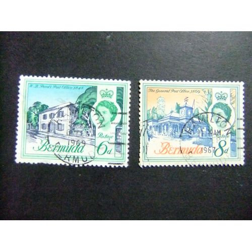 50 Bermudes 1962 1966 / Reine Eblizaeth Ii Et Bureau Poste / Yvert 168 +169 Fu