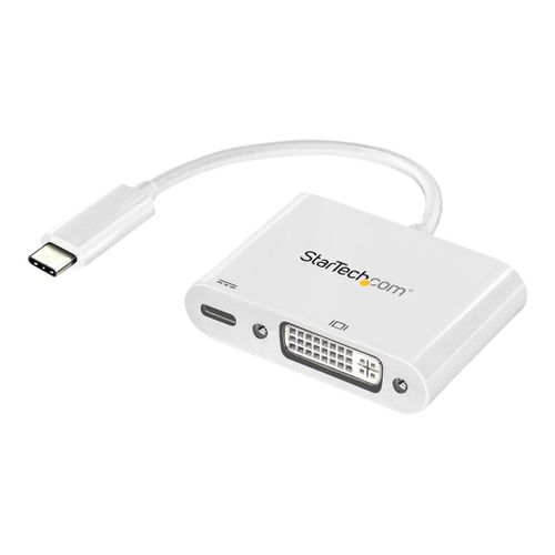 StarTech.com Adaptateur USB-C vers DVI avec USB Power Delivery - 1920x1200 - Blanc - Adaptateur vidéo externe - Parade PS171 - USB-C - DVI - blanc