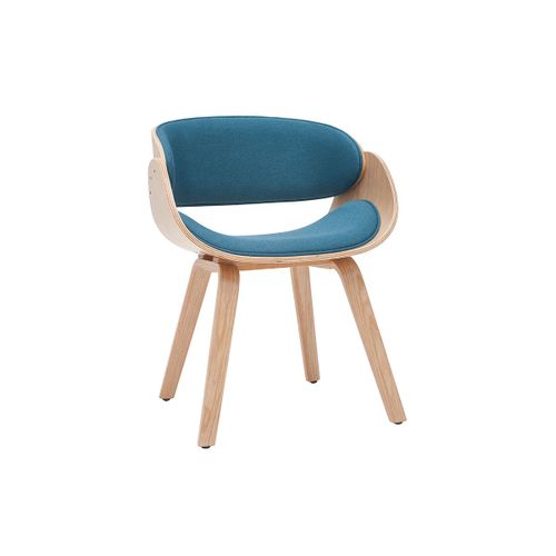 Chaise Design Tissu Bleu Canard Et Bois Clair Bent