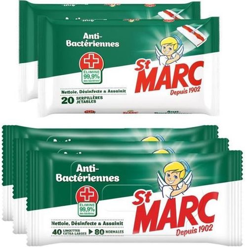 120 Lingettes Extra-Larges Anti-Bactériennes + 40 Serpillères Jetables Anti-Bactériennes