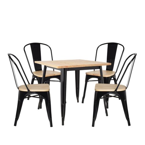 Set De Table Lix En Bois (80x80) Et 4 Chaises Lix En Bois Noir