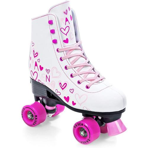 Patin A Roulettes Trista Taille Modulable Raven Adulte Enfant Mixte 35 Au 38 Blanc/Rose