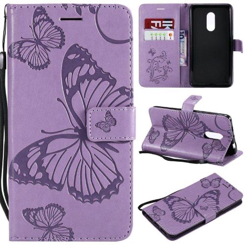 Saturcase Coque Pour Xiaomi Redmi Note 4 / Note 4x, Papillon Gaufrage Pu Cuir Magnétique Flip Portefeuille Support Porte-Carte Protecteur Housse Étui Avec Dragonne Pour Xiaomi Redmi Note 4 / Note 4x (Violet)
