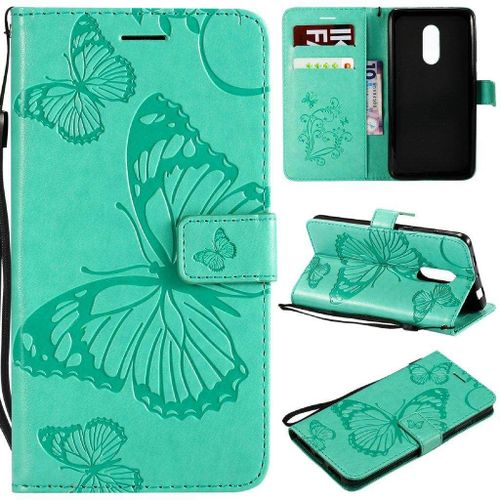 Saturcase Coque Pour Xiaomi Redmi Note 4 / Note 4x, Papillon Gaufrage Pu Cuir Magnétique Flip Portefeuille Support Porte-Carte Protecteur Housse Étui Avec Dragonne Pour Xiaomi Redmi Note 4 / Note 4x (Vert)