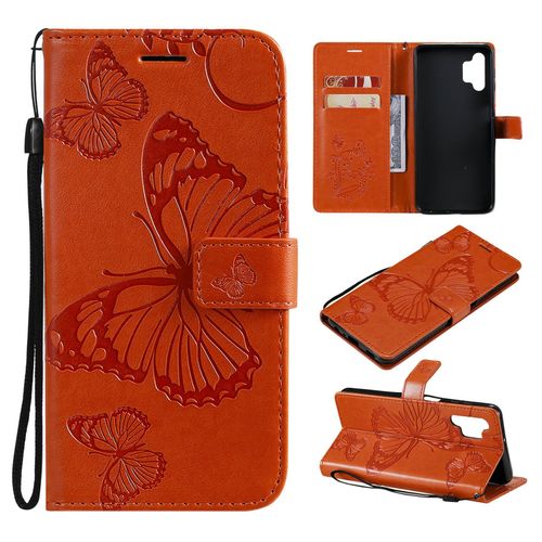 Saturcase Coque Pour Samsung Galaxy A32 5g, Papillon Gaufrage Pu Cuir Magnétique Flip Portefeuille Support Porte-Carte Protecteur Housse Étui Avec Dragonne Pour Samsung Galaxy A32 5g (Orange)