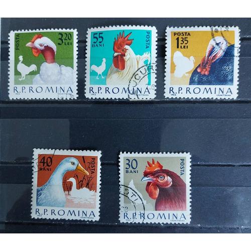 Timbres Roumanie Oiseaux Animaux De La Ferme 1963