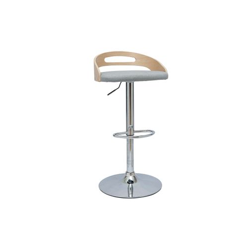 Tabouret De Bar Réglable Design Bois Clair Et Tissu Gris Clair Mano
