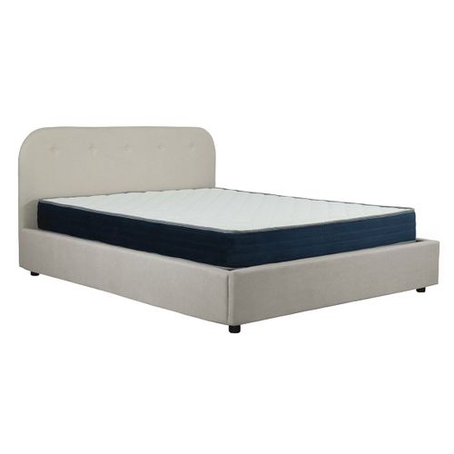 Lit Coffre Capitonné 160 X 200 Cm En Tissu Beige Tara
