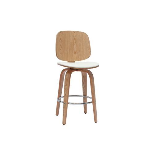 Tabourets De Bar Design Pivotants Blancs Et Bois Clair H66 Cm (Lot De 2) Beck