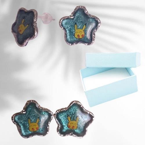 Boucles D'oreilles Clous Pokémon Pikachu En Forme D'étoile