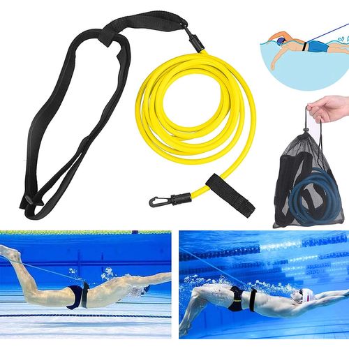 Ceinture De Résistance Pour Natation,Entraînement Ceinture De Natation,Elastique Natation, For Adult/Kid/Pro/Amateur(4m Jaune)