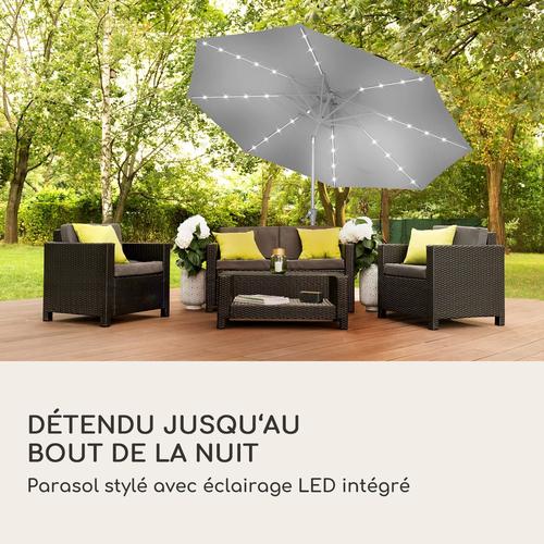 Parasol Blumfeldt Calais Led Cadre Aluminium Toile Polyester Uv 50 - Gris