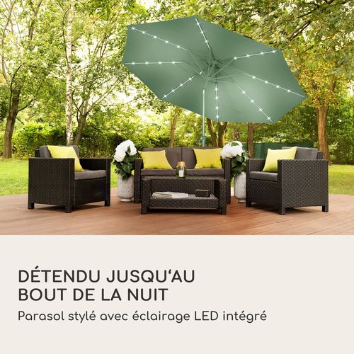 Parasol Blumfeldt Calais Led Cadre Aluminium Toile Polyester Uv 50 - Vert