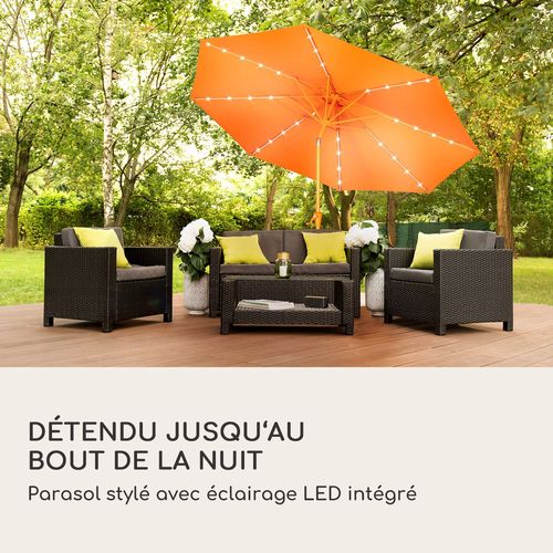 Parasol Blumfeldt Calais Led Cadre Aluminium Toile Polyester Uv 50 - Orange