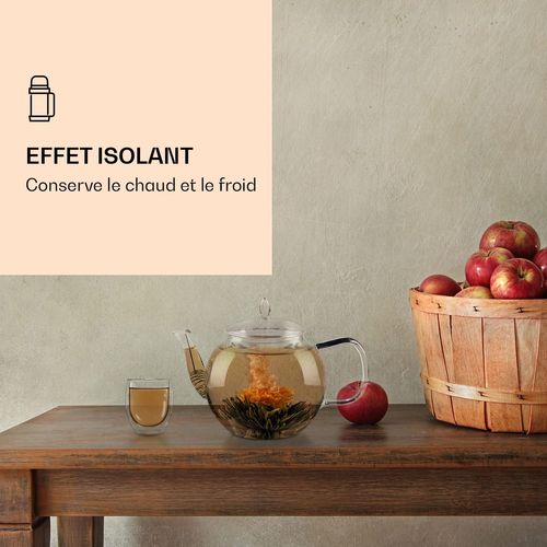 Verre À Thé Ice Klarstein Feelino Lot De 2 Avec Fleur De Thé 320 Ml Verre Borosilicate Double Paroi