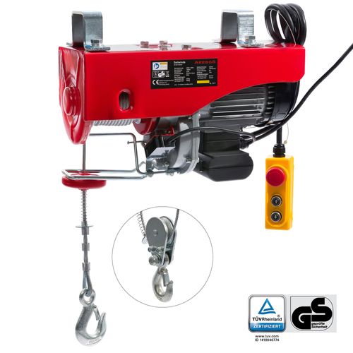 AREBOS Treuil Palan électrique | 500/1000 kg | 1300W | Treuil Palan à Chaine à Levier | Treuil palan à Ascenseur levage pour avec Télécommande, pour Chariot Élévateur, Entrepôts, Chantiers