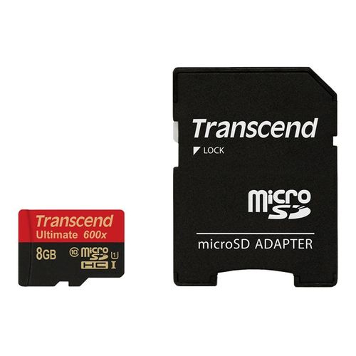 Transcend Ultimate - Carte mémoire flash (adaptateur microSDHC - SD inclus(e)) - 8 Go - UHS Class 1 / Class10 - 600x - microSDHC UHS-I