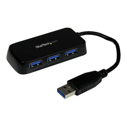 StarTech.com Hub USB 3.0 à 4 ports avec câble intégré - Concentrateur USB SuperSpeed portable - Mini hub USB3 - Noir - Concentrateur (hub) - 4 x SuperSpeed USB 3.0 - de bureau - pour P/N:...
