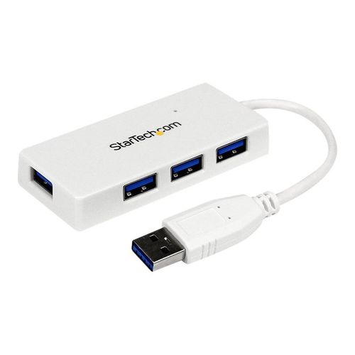StarTech.com Hub USB 3.0 à 4 ports avec câble intégré - Concentrateur USB SuperSpeed portable - Mini hub USB3 - Blanc - Concentrateur (hub) - 4 x SuperSpeed USB 3.0 - de bureau - pour P/N:...