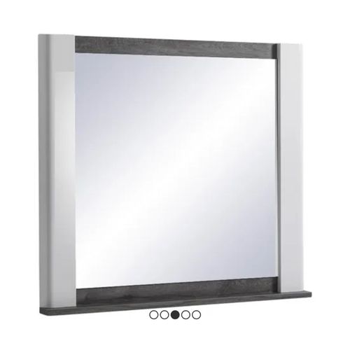 Miroir blanc laqué et chêne gris ¿ L. 90 x H. 80 x P. 6 cm