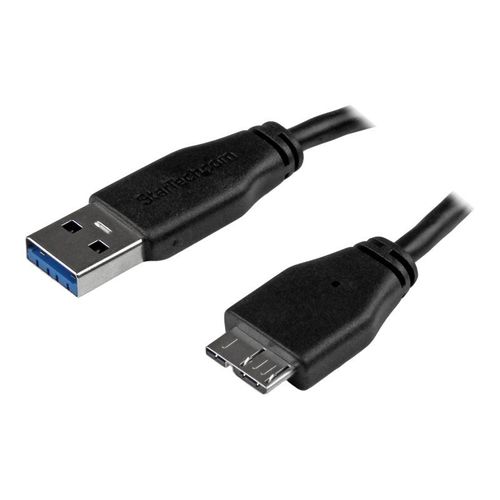StarTech.com Câble SuperSpeed USB 3.0 slim A vers Micro B de 0,5 m - Cordon USB A vers Micro B - Mâle / Mâle - Noir - Câble USB - Micro-USB de type B (M) pour USB type A (M) - USB 3.0 - 50 cm -...