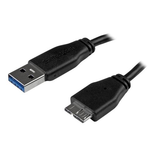 StarTech.com Câble SuperSpeed USB 3.0 slim et court A vers Micro B de 15 cm - Cordon USB A vers Micro B - Mâle / Mâle - Noir - Câble USB - Micro-USB de type B (M) pour USB type A (M) - USB 3.0 -...
