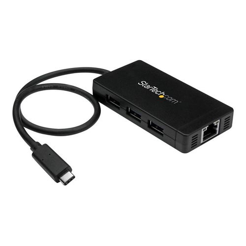 StarTech.com Hub USB-C à 3 ports avec Gigabit Ethernet - USB-C vers 3x USB-A - USB 3.0 - Adaptateur d'alimentation inclus - Concentrateur (hub) - 3 x SuperSpeed USB 3.0 + 1 x 10/100/1000 - de...